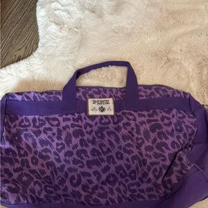 PINK Victoria's Secret Purple Animal Print Travel Bag